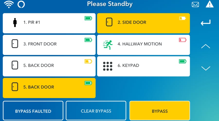 Newburgh security system command screen.